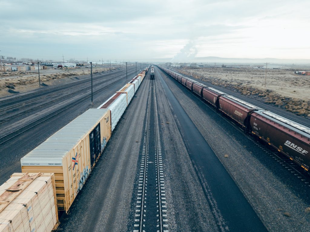 A train illustrates the 2018 supply chain trend of more expensive shipping.