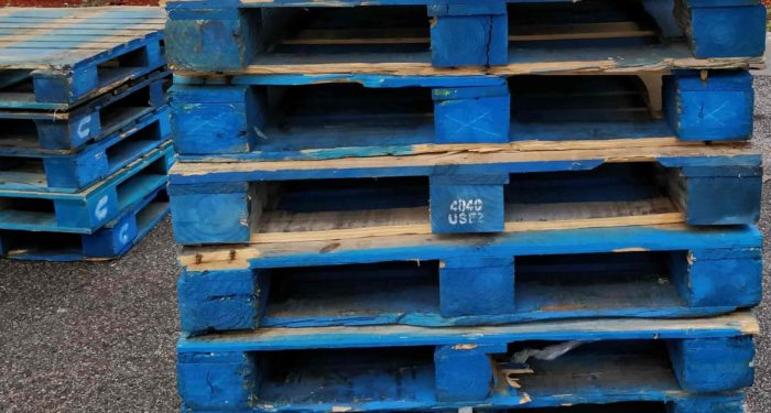 Wood block pallets are easily damaged.