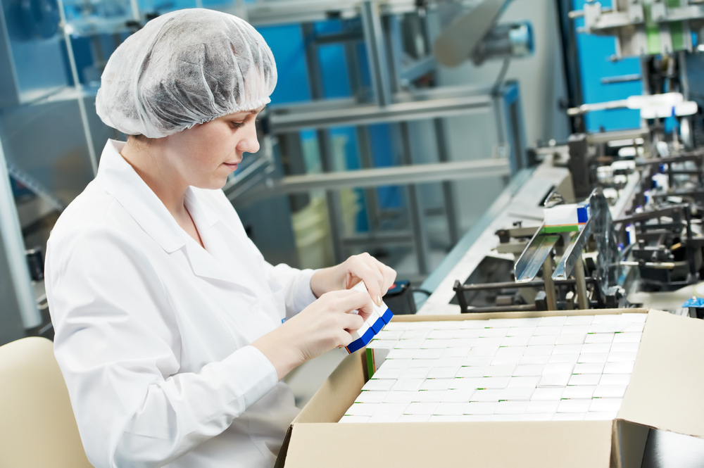 Packaging pharmaceuticals at a manufacturer
