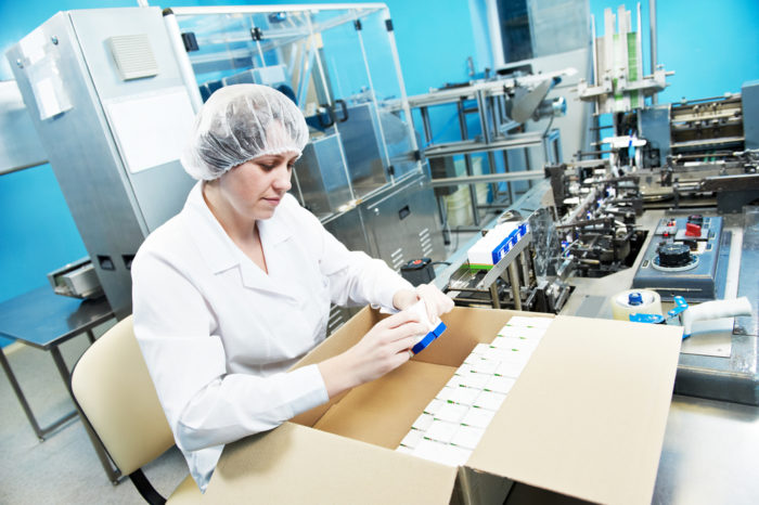 Pharmaceuticals being packaged