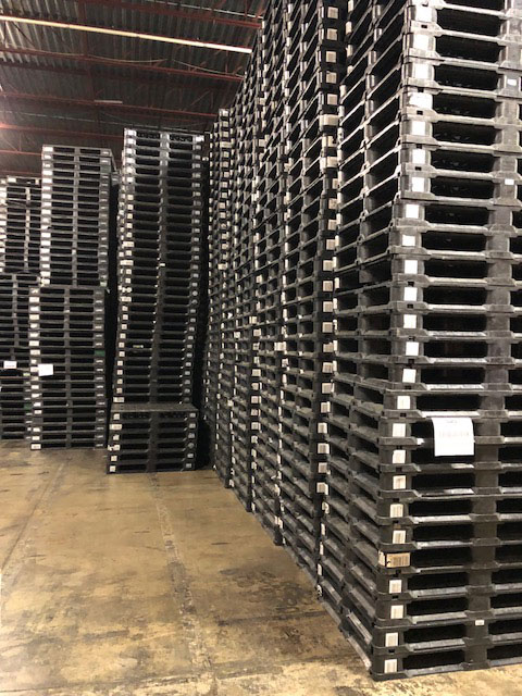 Stacks of iGPS plastic pallets in a warehouse for The Benefits of Pooled Bulk Plastic Pallets